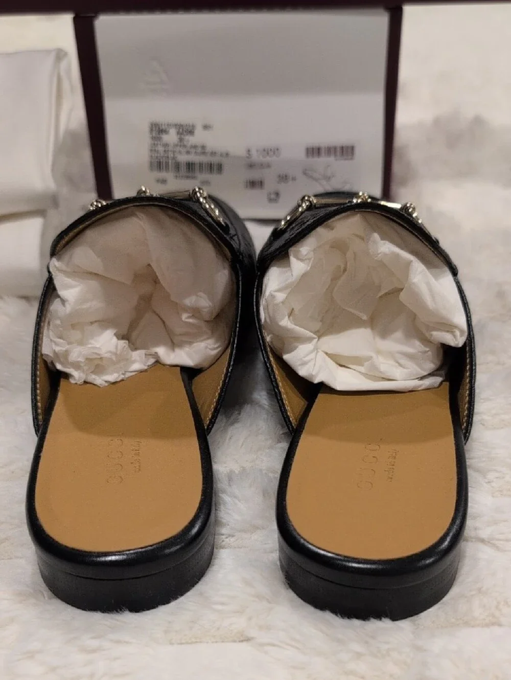 NIB Gucci Princetown GG Mules in Embossed Leather 38.5